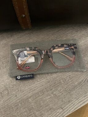Peepers Women's Tortoiseshell Pink Blue Light Reading Glasses